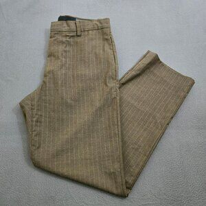 Banana Republic Men 33X32 Brown Pinstriped Wool Blend Straight Leg Dress Pants